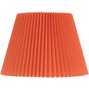 Springcrest 9" Top x 14 1/2" Bottom x 9 3/4" High x 10 1/2" Slant Lamp Shade Replacement Medium Orange Empire Modern Fabric Pleated Spider Harp Finial - 1 of 4