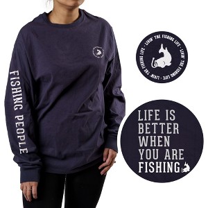 Pavilion Gift Company - Fishing People - Small Navy Long Sleeve T-Shirt - Shirts - 1 of 4