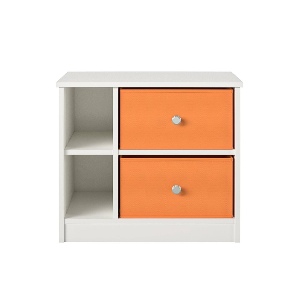 Photos - Storage Сabinet Elannie Avenue Nightstand with 2 Fabric Bins White/Orange - Room & Joy