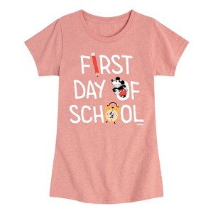 Girls' - Disney - First Day Of School Mickey Fitted Short Sleeve Graphic T-Shirt - 1 of 4