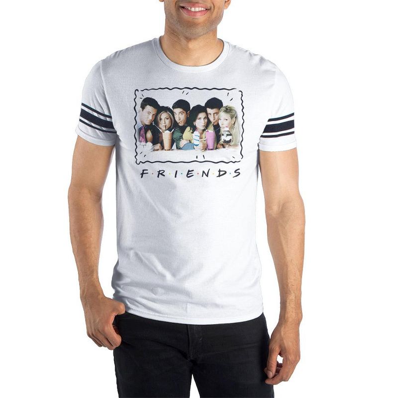 Friends TV Show Merchandise Mens Milkshakes Varsity Football T-Shirt Adult, 1 of 4