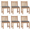 vidaXL 6-Piece Teak Wood Patio Chairs with Gray Cushions — Solid, Durable, Outdoor/Indoor Seating, Fine Sanded Finish, Assembly Required - 2 of 4