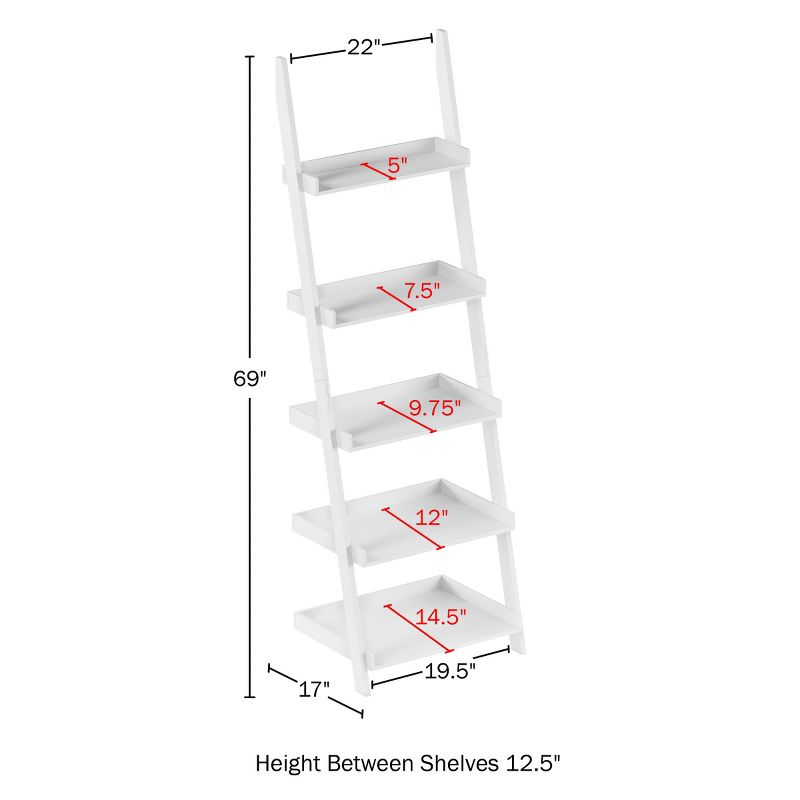 Lavish Home 5-Tier Freestanding Wood Ladder Bookshelf for Storage, 2 of 9
