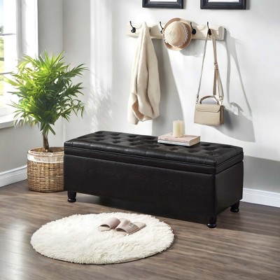 NicBex Modern 45" Tufted Storage Bench with Linen Fabric for Bedroom and Living Room