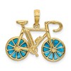 Black Bow Jewelry 14k Yellow Gold 3D Blue Translucent Acrylic Bicycle Pendant - 3 of 4