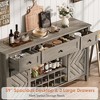 Farmhouse Buffet Cabinet, 53.5'' L x 36'' H with 3 Drawers, Reversible Wine Rack, Adjustable Shelves for Dining Room, Kitchen, Coffee Bar, White - 4 of 4