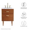 Modway Cassia 24" Teak Wood Bathroom Vanity – Natural Finish Cabinet with Slatted Doors and Adjustable Interior Shelf - 2 of 4