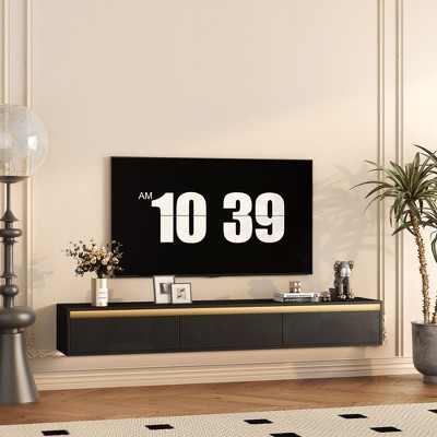 Grungis Wall Mounted TV Stand for TVs Up to 69 Inch,Floating Console Table with Led Lights and Power Outlet for Bedroom,Living Room