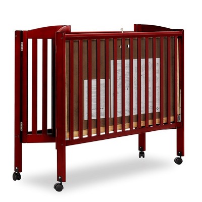 Cherry Full-Size Folding Crib with Locking Wheels and Teething Guard