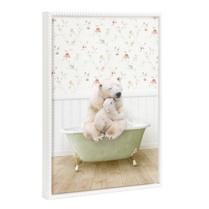 18"x24" Sylvie Mother and Baby Polar Bear in Country Cottage Bath Framed Canvas by Amy Peterson White - Kate & Laurel All Things Decor - 1 of 4
