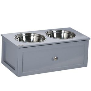 INFURNIC Pet Bowl Elevated Feeding Station with Storage Stainless Steel Bowls for Medium Dogs, Grey, 23.6"*11.8"*9.4" - 1 of 4