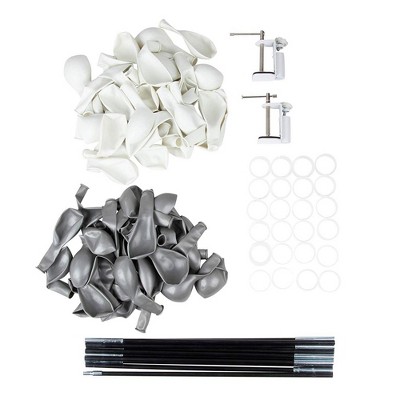 Juvale Balloon Table Arch Kit with 40 White & 40 Silver Balloons, 12-inch Diameter Balloons