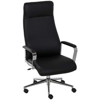 Vinsetto High Back Executive Office Chair Faux Leather Swivel Computer Desk Chair with Padded Arm, Adjustable Height, Wheels Black