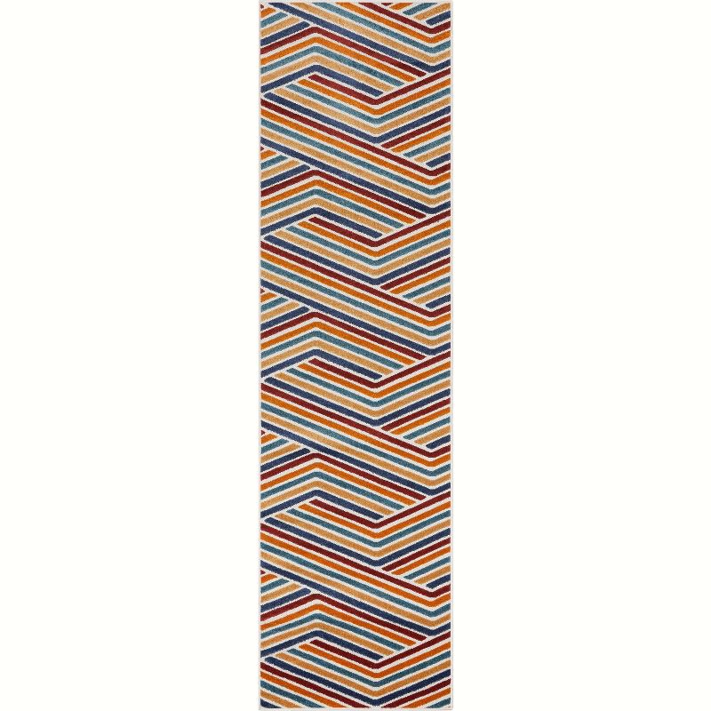 Well Woven Neema Stripes Geometric Indoor OutdoorHigh-Low Pile Area Rug, 5 of 10