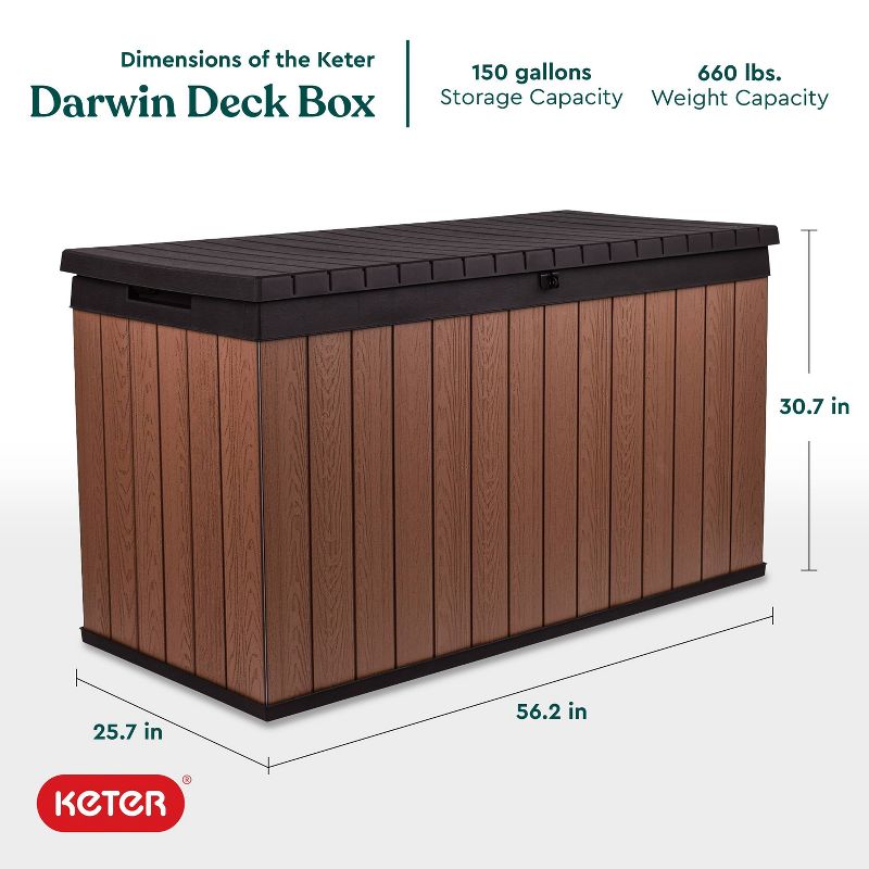 Keter 150 gal Darwin Resin Deck Box Brown, 2 of 13