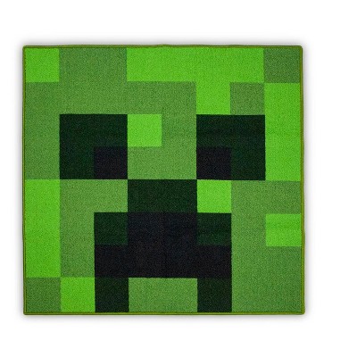 3'x3' Square Loomed Accent Rug Green - Minecraft