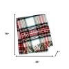 HomeRoots 55" X 70" Black Red And White Plaid Cotton Blend Ski House Embroidered Throw Blanket with Fringe - 3 of 4
