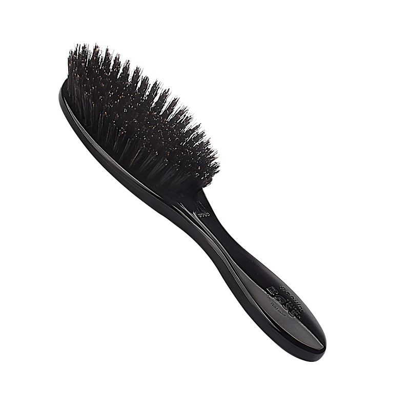 Bass Brushes Imperial Collection - Shine & Condition Hair Brush 100% Premium Natural Boar Bristles FIRM High Polish Acrylic Handle Full Oval Black, 3 of 6