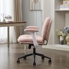 Pink Cross-Leg Chair: Flip Arms, Wheels, Wide Seat Swivel ¨C Comfy Desk/Vanity for Women - 4 of 4