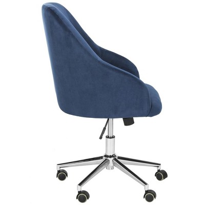 Adrienne Navy Velvet Chrome Leg Swivel Office Chair