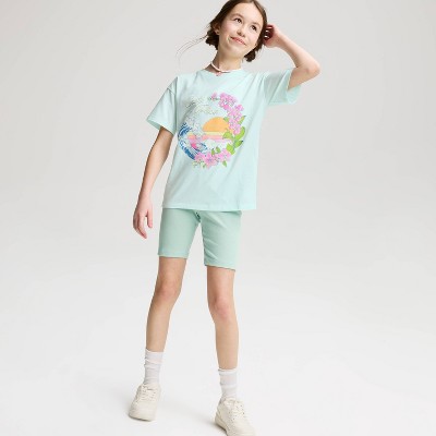 Детские Cat & Jack Girls' Oversized Short Sleeve Graphic Jersey T-Shirt - Cat & Jack™ Green M — фото 4