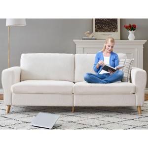 Coucheta 84" Modern Sofa - 3-Seater Couch w/ Deep Seats, Wood Legs, Comfy Boucle Fabric, Easy Assembly, Midnight Blue - 1 of 4
