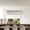 BAOURE 39.4in Modern Crystal Chandelier for Dining Room 8-Light Chrome Rectangle Raindrop Chandelier Contemporary Rectangular Pendant Light Fixture - 2 of 4