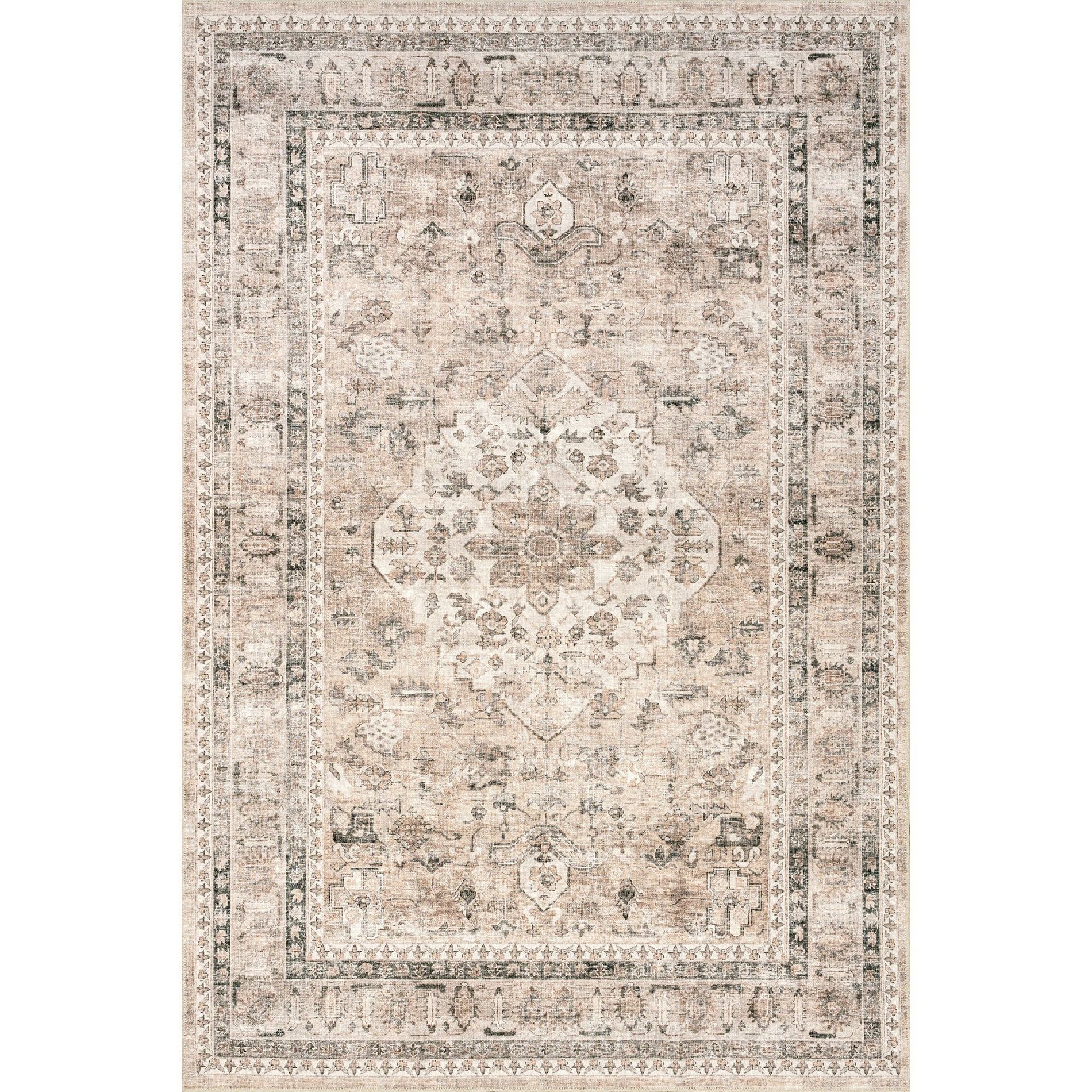 Nuloom Davi Faded Spill Proof Treated Pet Friendly Premium Machine Washable Area Rug, 5' x 8', Stone
