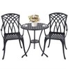 Outdoor Patio Furniture Sets Of 3, Cast Aluminum 2 Chairs And 1 Round Coffee Table With Umbrella Hole, Bistro Table Set - 2 of 4