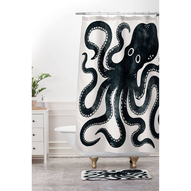 Avenie Minoan Octopus Shower Curtain Black - Deny Designs, 4 of 5