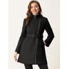 Allegra K Women's Classic Stand Collar Zip Up Trench Coats with Belt - image 4 of 4