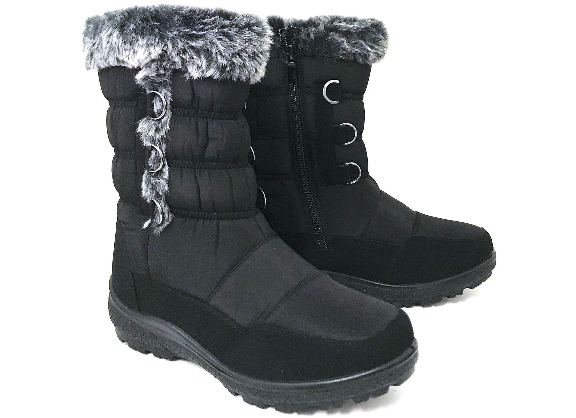 Women's Winter Boots Fur Lined Insulated Zipper Snow Shoes
