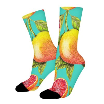 Grapefruits Painting Women Printed Crew Socks Funny Funky Socks Soft Polyester Novelty Gifts for Artists Men