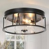LNC Vine 3-Lights 13-in Matte Black and Seeded Glass Drum LED Flush Mount Lights - 2 of 4