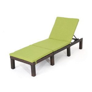 GDFStudio Laraine Outdoor Wicker Armless Adjustable Chaise Lounge with Cushion - 1 of 4