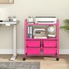 Tangkula 4-Drawer Rolling Storage Cart with 2 Shelves Mobile Utility Cart with Removable Drawers and Metal Frame with Lockable Wheels Pink - 3 of 4