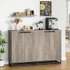 55 in Buffet Storage Cabinet, Sideboard Modern Credenza with Metal Base 4 Doors Shelves, Accent Coffee Bar Table for Kitchen Dining Room, Living Room - 2 of 4