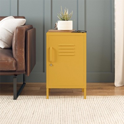 Mustard Yellow Metal Locker Style End Table with Storage