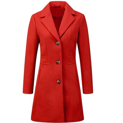 INSPIRE CHIC Women's Single Breasted Notched Lapel Long Winter Coats