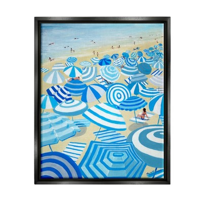 Stupell Industries Striped Coastal Beach Umbrellas Framed Canvas