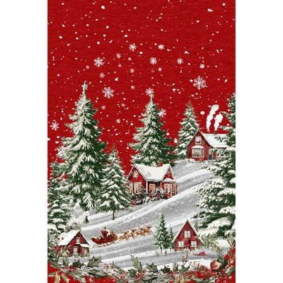 Fulvari Christmas Rug, Santa Claus and Christmas Tree Area Rugs, Washable Non-Slip Carpet Mat Indoor,Area Rug for Bedroom Living Room