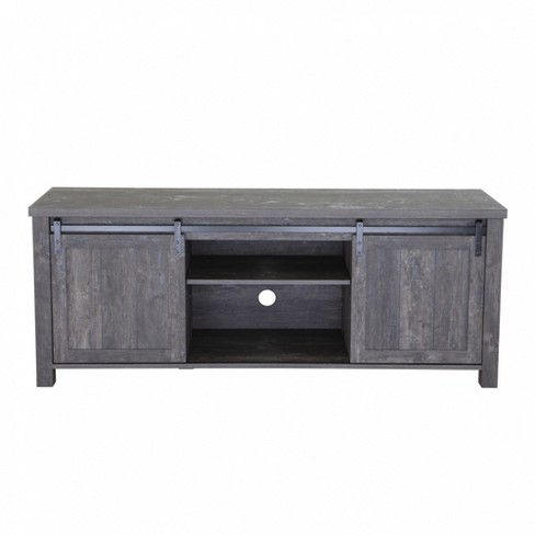 Fc Design 58 w Farmhouse Sliding Barn Door Tv Stand For Tvs Up To 65 Inches In Washed Black Finish Target