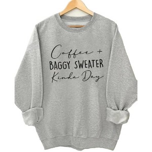 Merry Sweatshirts for Plus Size Women Coffee Baggy Sweater Kinda Day Oversized Casual Crewneck Tops Fall Outfits for Women - 1 of 3