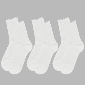 Alilang Women's Adorable Ruffled Lace-Up Socks Wicking Cotton for Casual Comfort 3 Pairs - 1 of 4