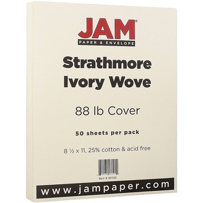 JAM Paper Strathmore 88lb Cardstock 8.5 x 11 Coverstock Ivory Wove 301125