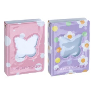 Unique Bargains Love Heart Hollow Pattern PVC Mini Portable Photo Album 40 Sheets of 2 Pcs - 1 of 3