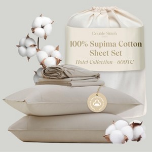 Double Stitch 100% American Supima Cotton Sheet Set - 1 of 4