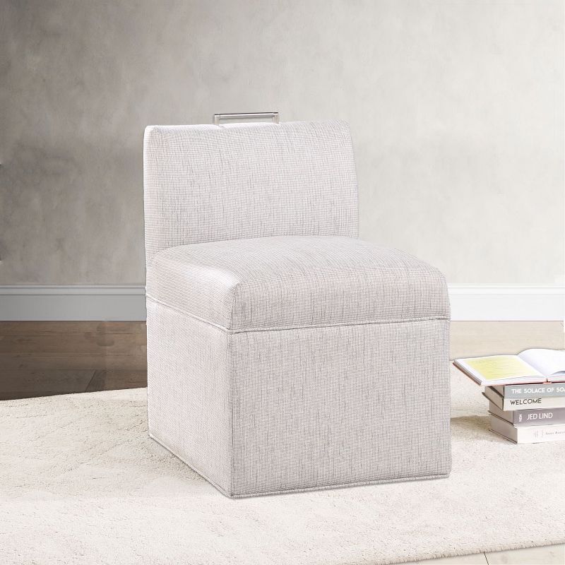 Circe 21.85" Wide Modern Castered Chair Upholstered Seat and Back Side Chair-Maison Boucle, 1 of 9