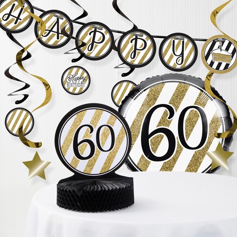 60th Birthday Party  Decorations  Kit Black Gold  Target 