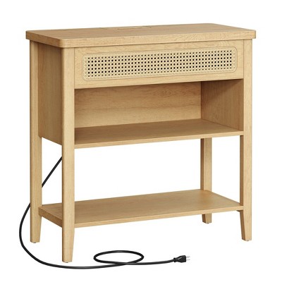 VASAGLE Console Table with Power Outlets, Entryway Table with Storage Shelf, Sofa Table with Drawer, Open Compartment